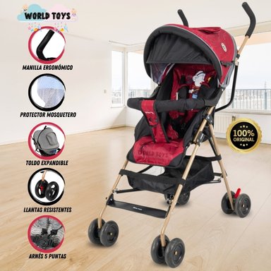 COCHE BASTÓN BABY HAPPY DEPORTIVO TOONS ROJO