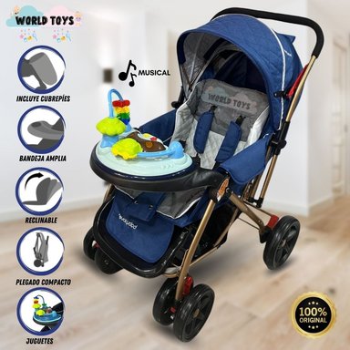 COCHE CUNA MUSICAL BABY LOVE MAXI SUMMER AZUL