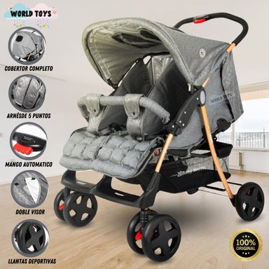 COCHE CUNA MELLICERO «TWINS» GRIS