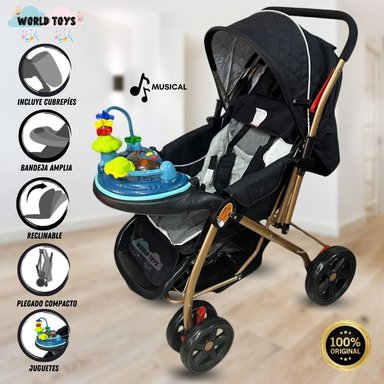 COCHE CUNA BABY LOVE MAXI SUMMER MUSICAL NEGRO