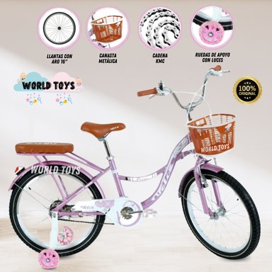 BICICLETA PARA NIÑA ARO 16 «LADY» ROSADO