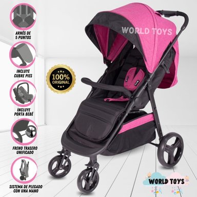 COCHE PASEO EBABY CAZZU ROSADO CON PORTA BEBÉ