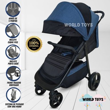 COCHE PASEO EBABY CAZZU AZUL CON PORTA BEBÉ