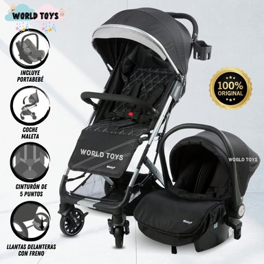 COCHE PASEO EBABY DOLCE PRAGA NEGRO MALETA CON PORTABEBÉ