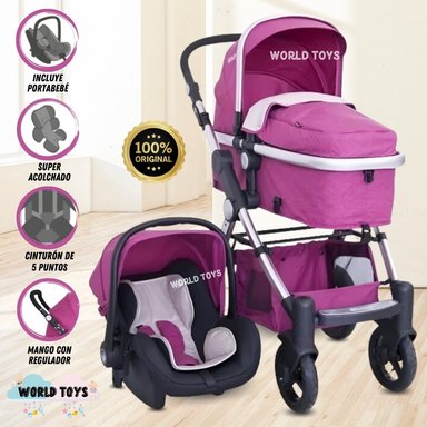COCHE CUNA EBABY ESTONIA FUCSIA MOISÉS LUJO CON PORTABEBÉ
