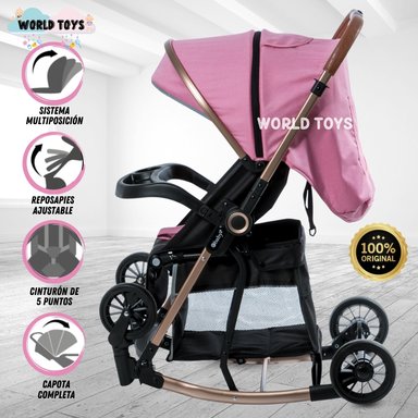 COCHE MECEDORA EBABY EXUTOIRE ROSADO LUJO EDICIÓN LIMITADA
