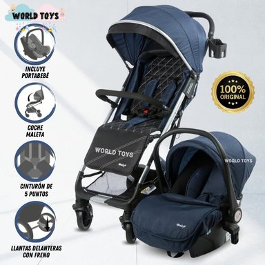 COCHE PASEO EBABY DOLCE PRAGA AZUL MALETA CON PORTABEBÉ