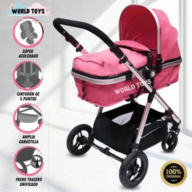 COCHE CUNA EBABY ADISSON ROSADO MOISÉS LUJO EDICIÓN LIMITADA