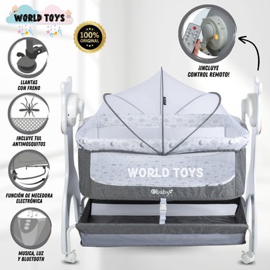 CUNA DE LUJO «DUVALL» CON CONTROL REMOTO GRIS