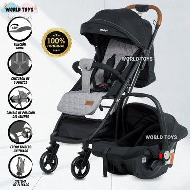 COCHE TRAVEL SYSTEM EBABY BRUNEI NEGRO MALETA CON PORTA BEBÉ