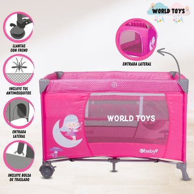 CUNA CORRAL EBABY LETICIA ALUMINIO ROSADO LUJO EDICIÓN LIMITADA