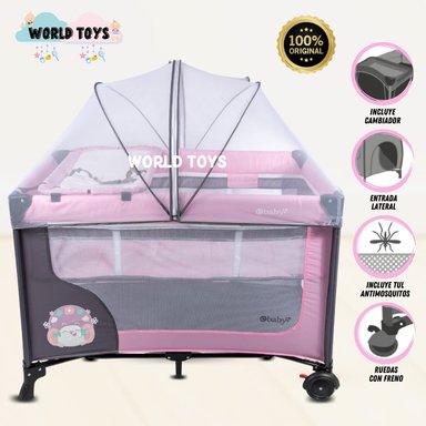 CUNA CORRAL EBABY LUUBORN ALUMINIO ROSADO LUJO EDICIÓN LIMITADA