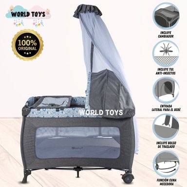 CUNA CORRAL EBABY KENDALL AZUL CLARO LUJO EDICIÓN LIMITADA