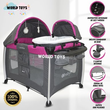 CUNA CORRAL EBABY MALASIA ALUMINIO ROSADO LUJO EDICIÓN LIMITADA