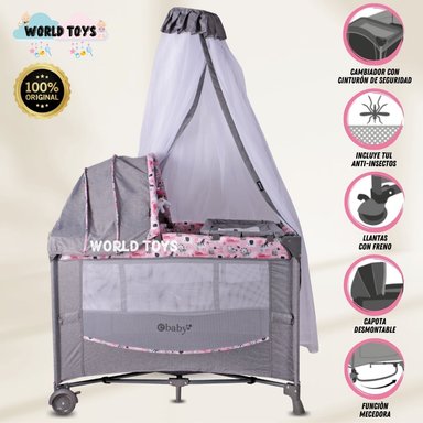 CUNA CORRAL EBABY FIYI ROSADO LUJO EDICIÓN LIMITADA