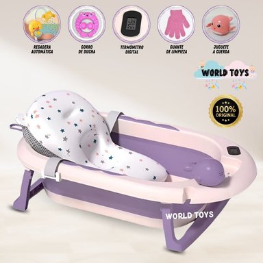 BAÑERA SHINE MORADO CON TERMÓMETRO DIGITAL BEBÉ