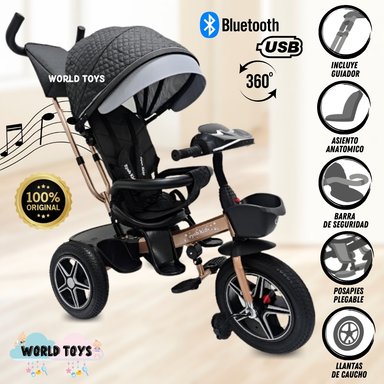 TRICICLO KIDS GUIADOR CON BLUETOOTH LUCIAN II NEGRO