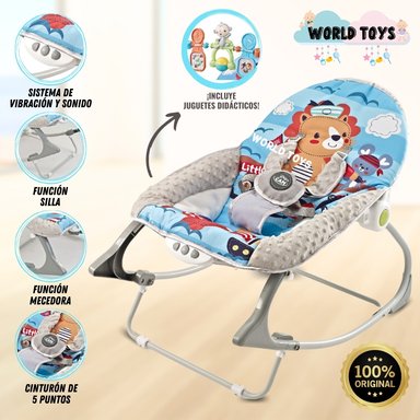 SILLA MECEDORA BABY CAM NARAN CON JUGUETES DIDÁCTICOS CELESTE