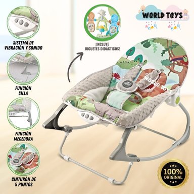 SILLA MECEDORA BABY CAM NARAN CON JUGUETES DIDÁCTICOS VERDE