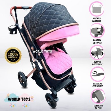 COCHE MOISÉS DE LUJO «BORGNINE» EDICIÓN LIMITADA ROSADO