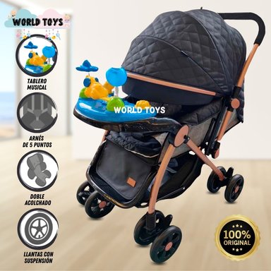 COCHE CUNA BABY SUMMER DREAM NEGRO MUSICAL LUJO
