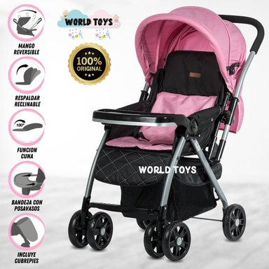 COCHE CUNA BABY VINCENT ROSADO LUJO EDICICÓN LIMITADA