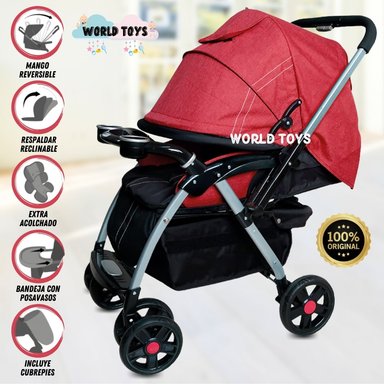 COCHE CUNA BABY KENDRIC ROJO LUJO EDICICÓN LIMITADA