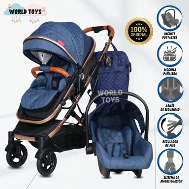 COCHE CUNA BABY GHGJY AZUL MOISÉS MINI 4 EN 1 LIETTI CON PORTABEBÉ
