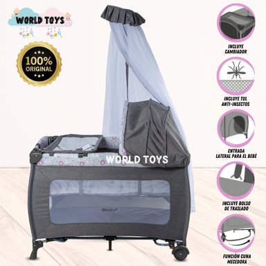 CUNA CORRAL EBABY KENDALL ROSADO BEBÉ LUJO EDICIÓN LIMITADA