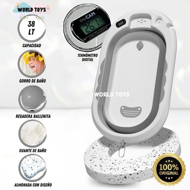 BAÑERA ZUMAR GRIS PORTÁTIL CON TERMÓMETRO DIGITAL