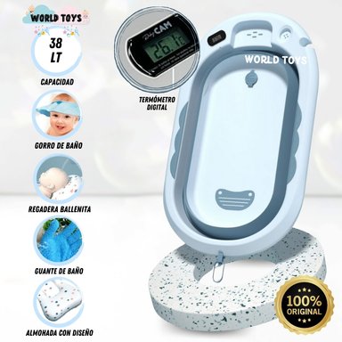 BAÑERA ZUMAR AZUL PORTÁTIL CON TERMÓMETRO DIGITAL