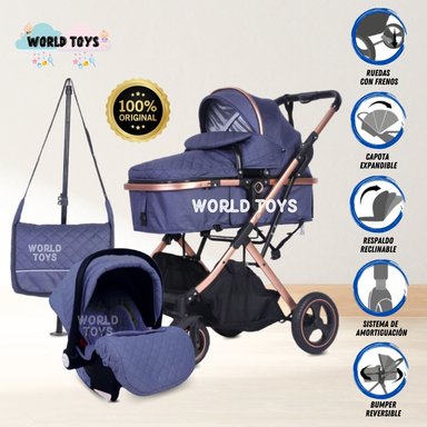 COCHE MOISÉS 4 EN 1 «EKATER» CON PORTABEBÉ AZUL