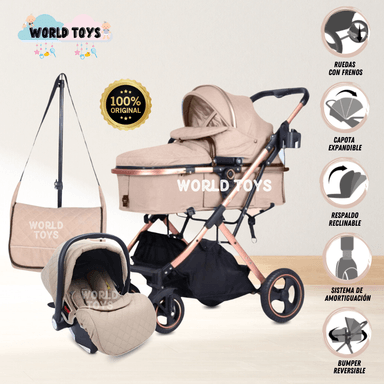 COCHE MOISÉS 4 EN 1 «EKATER» CON PORTABEBÉ ROSA