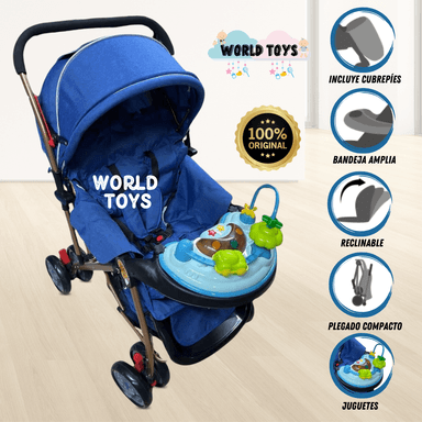 COCHE CUNA BABY MAXI SUMMER II AZUL OSCURO LUJO