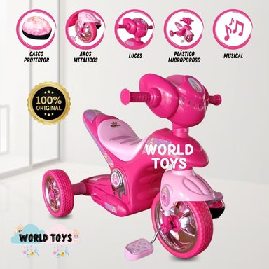 TRIMOTO A PEDAL BABY SERVANN ROSA NIÑOS MUSICAL - 1