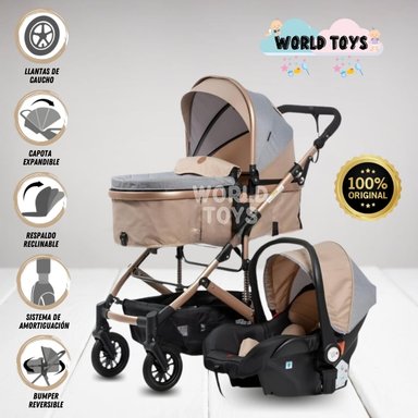 COCHE MOISÉS DE LUJO  4 EN 1  'JELANI' CON PORTABEBE BEIGE