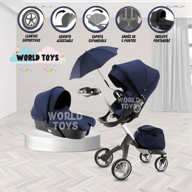 COCHE TRAVEL SYSTEM BABY CHASTAIN AZUL MULTIFUNCIONAL 5 EN 1 EDICIÓN LIMITADA