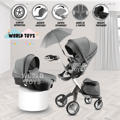 COCHE TRAVEL SYSTEM BABY CHASTAIN GRIS MULTIFUNCIONAL 5 EN 1 EDICIÓN LIMITADA