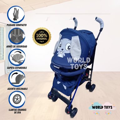 COCHE BASTÓN BABY AZUL CON DISEÑO COPITO