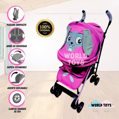 COCHE BASTÓN BABY FUCSIA CON DISEÑO COPITO
