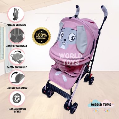 COCHE BASTÓN BABY ROSA CON DISEÑO COPITO