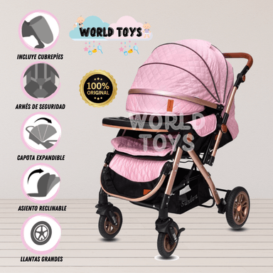 COCHE CUNA BABY SUNDAY DREAMS ROSADO LUJO
