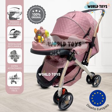 COCHE CUNA BABY SUMMER DAY ROSADO MUSICAL LUJO