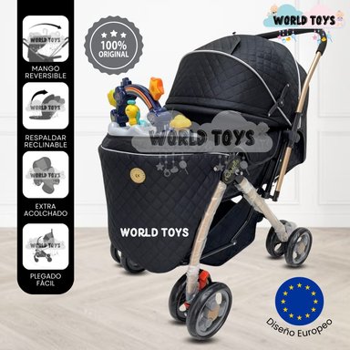 COCHE CUNA BABY SUMMER DAY NEGRO MUSICAL LUJO