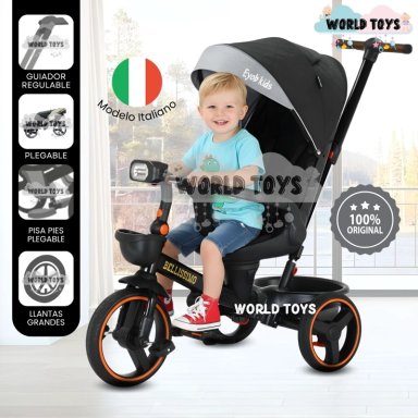 TRICICLO BEAUTIFUL BELLISSIMO NEGRO GUIADOR ITALIANO - 1