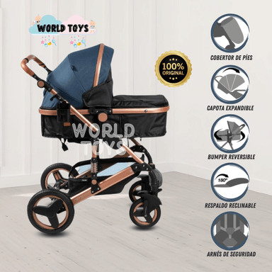 COCHE CUNA EBABY SAGIRA AZUL EDICIÓN LIMITADA