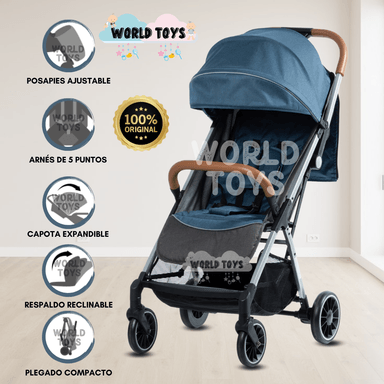 COCHE MALETA PARA BEBÉ «SAFFE» DE FÁCIL PLEGADO AZUL