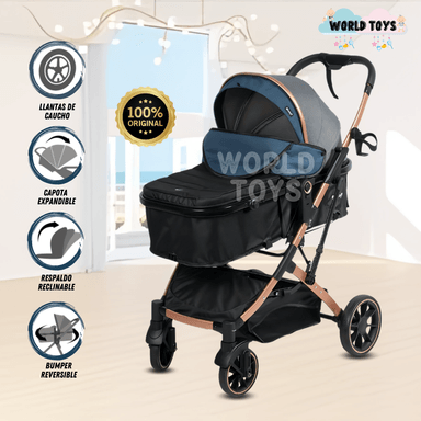 COCHE MOISÉS «BREYELL» DE LUJO AZUL