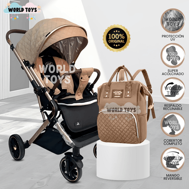 COCHE MALETA «RADINK PALENT» CON BOLSO PAÑALERO BEIGE