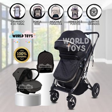 COCHE CUNA 3 EN 1 PARA BEBÉ «STAR VIP» EDICIÓN ESPECIAL NEGRO